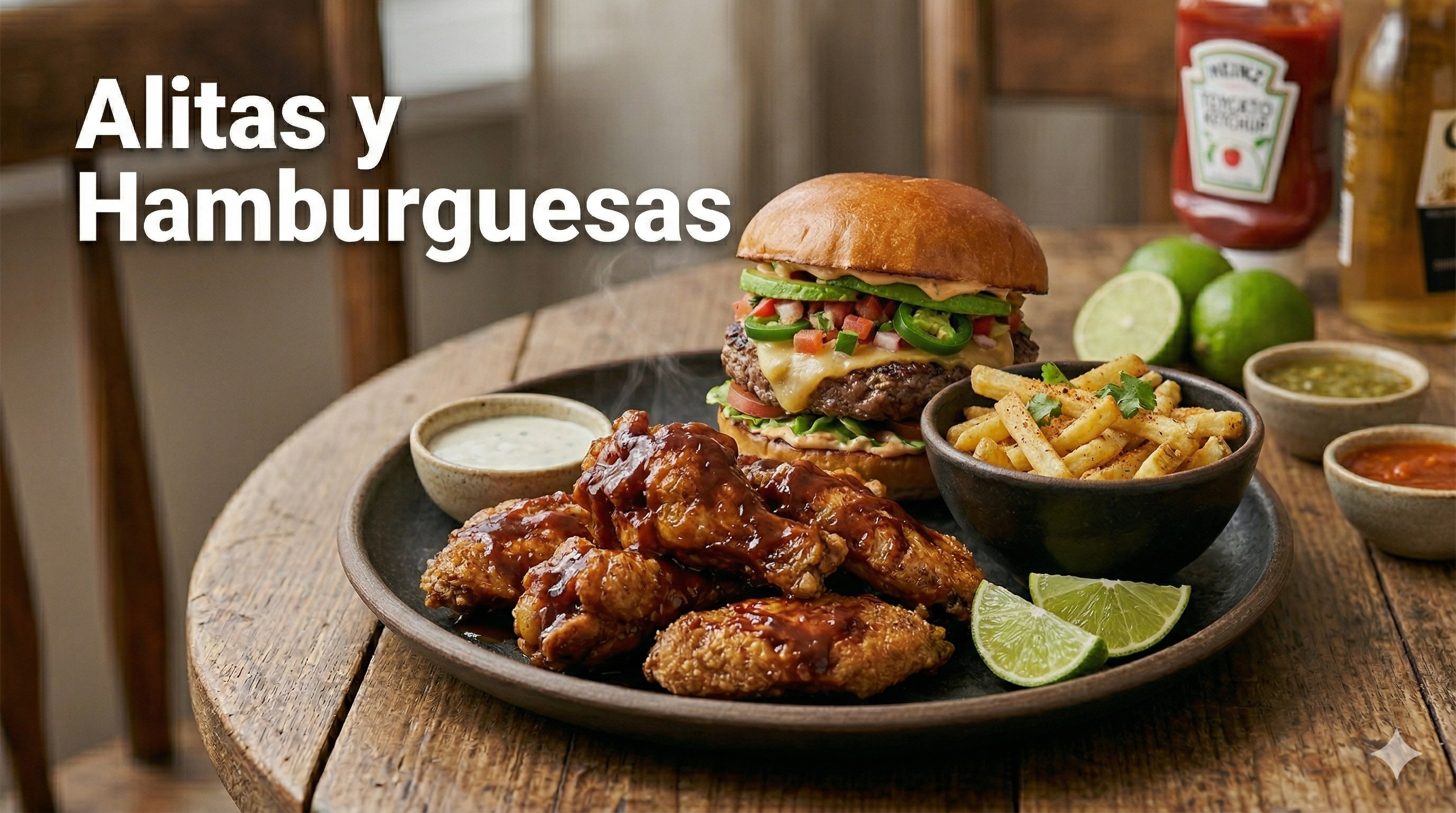 Alitas y Hamburguesas